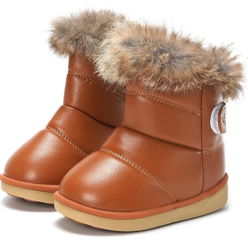 KVbabby Brown Winter Boots with Faux Fur (5.5/6)